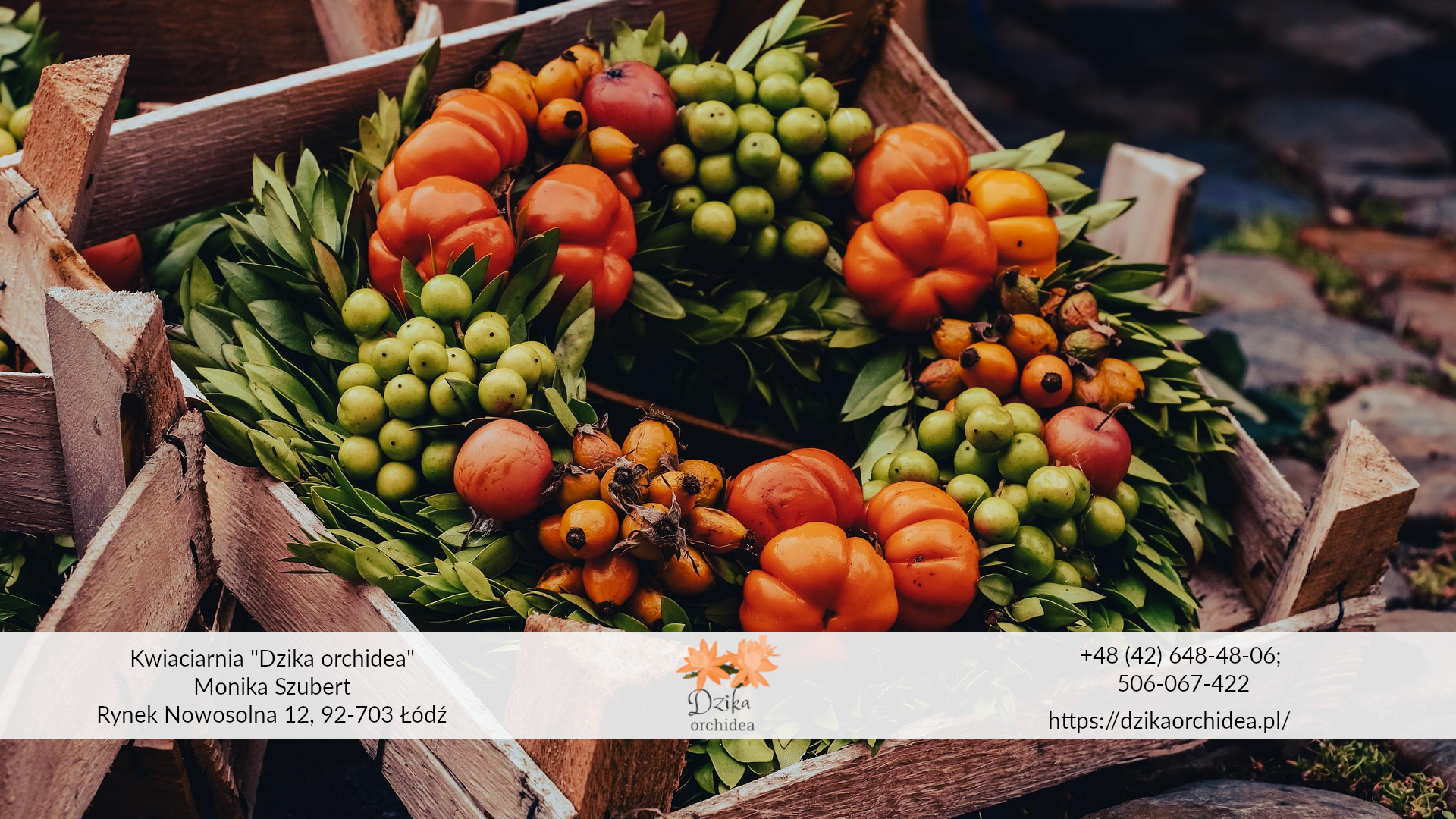 jesienny wianek na drzwi z dynią