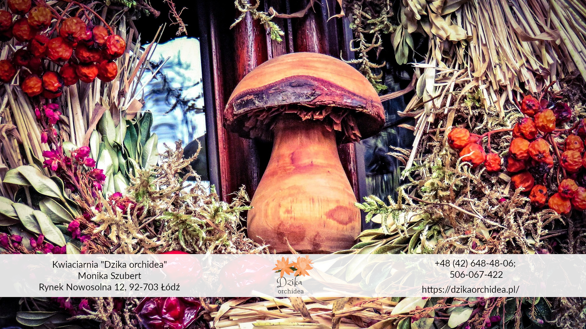 jesienny wianek na drzwi z grzybem